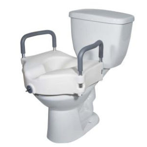 2 in 1 Locking Elevated Toilet Seat with Tool-Free Removable Arms
